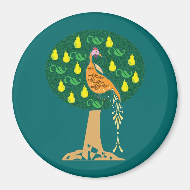 Partridge in einem Birnenbaum Weihnachtslied Magnet (Vorne)