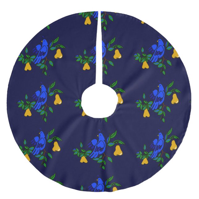Partridge in einem Birnenbaum-Weihnachtsrock Polyester Weihnachtsbaumdecke (Vorderseite)
