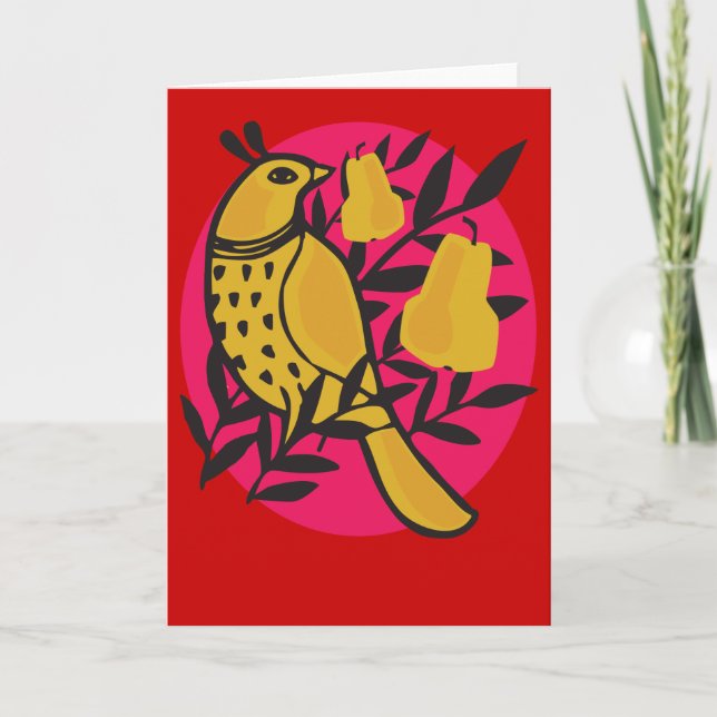 Partridge in einer Birnenkarte Feiertagskarte (Vorderseite)