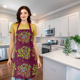 Partridges, Birnen und Schneeflocken bordeauxfarbe Schürze