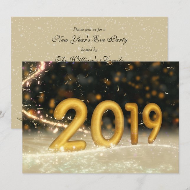Party 2019 Sylvesterabends Einladung (Vorne/Hinten)
