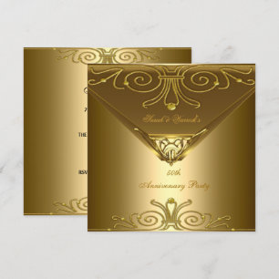 Party 50 Jahre Elegantes Goldenes Tessin Einladung