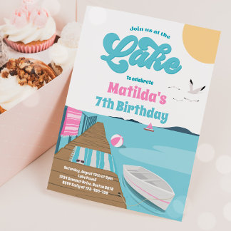 Party am See Sommerwasserboot Geburtstag Einladung