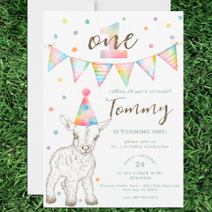 Party Animal 1. Geburtstag Einladung   Goat & Frie