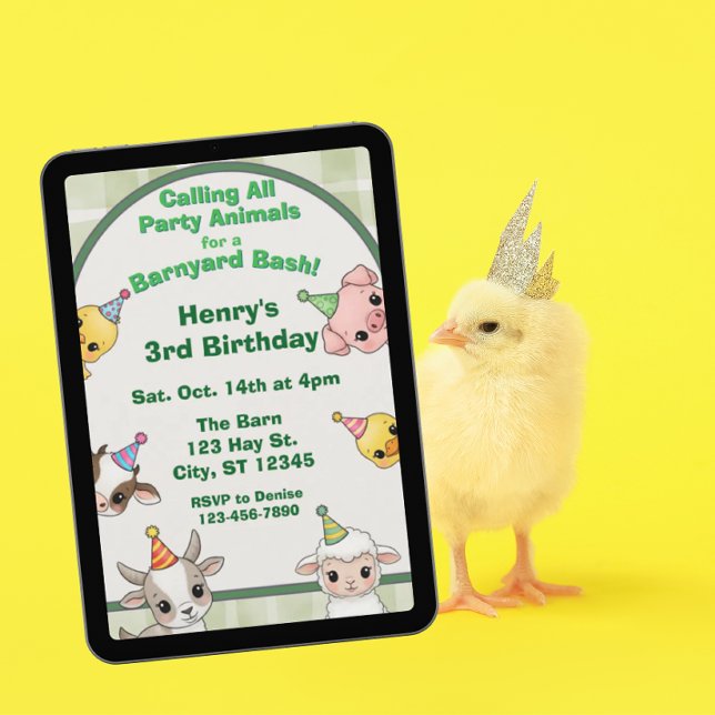 Party Animal Barnyard Bash Geburtstag Einladung (Von Creator hochgeladen)