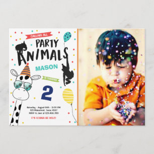 Party Animal Birthday Einladung Zoo Wild Black