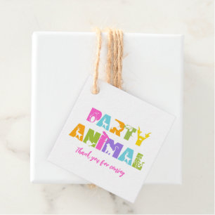 Party Animal Colorful Birthday Gefallen Tags Geschenkanhänger