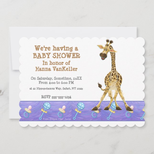 Party Animal Giraffe Einladung (Vorderseite)
