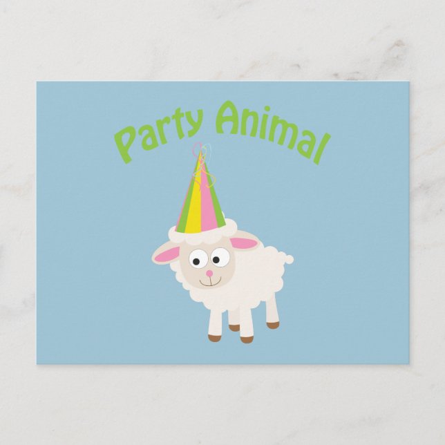 Party Animal! Lamm Postkarte (Vorderseite)