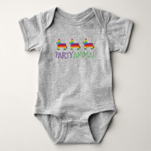 PARTY ANIMAL Rainbow Donkey Piñata Birthday Fiesta Baby Strampler