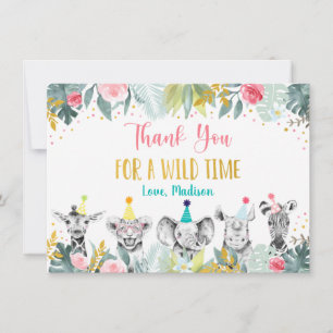 Party Animal rose Gold Safari Anniversaire Merci