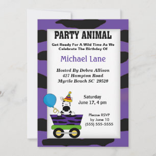 Party Animal Zebra Einladung zum Geburtstag