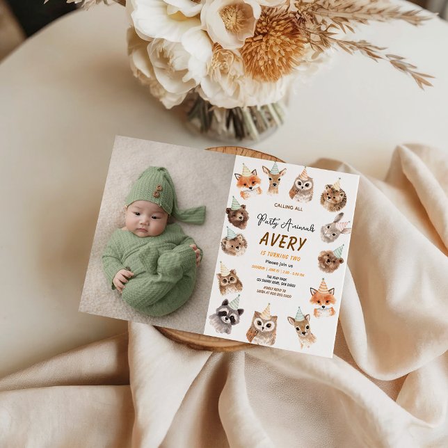 Party Animals 2nd Birthday | Cute Jungle Animal Einladung (Party Animals 2nd Birthday | Cute Jungle Animal Invitation
)