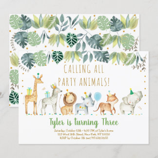 Party Animals Boy Safari Geburtstag Einladung