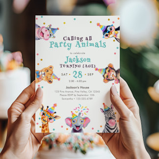 Party Animals Editierbare Altersangabe Kindergebur Einladung
