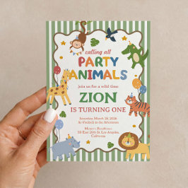 Party Animals Grüne Safari 1. Geburtstagseinladung Einladung