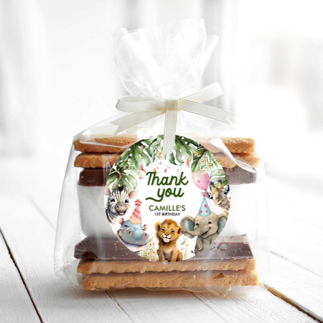 Party Animals Jungle Personalisiert Danke Geschenkanhänger (Von Creator hochgeladen)