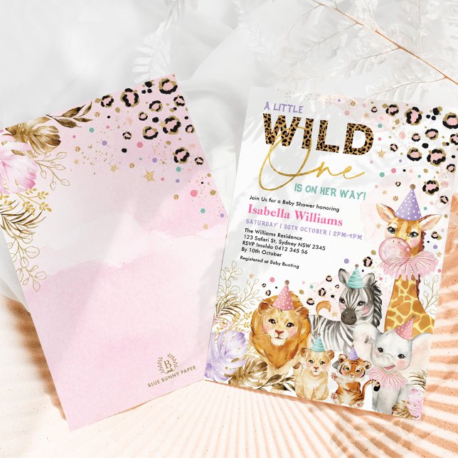 Party Animals Leopard Print Safari Baby Girl Einladung (Von Creator hochgeladen)