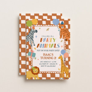 Party Animals Orange Safari Dschungel Jungen Geb Einladung