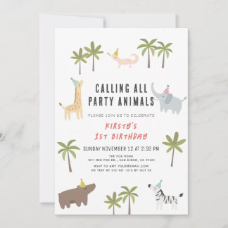 Party Animals Safari 1. Geburtstag Einladung