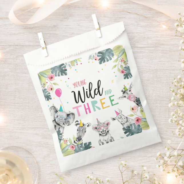 Party Animals Safari Girl Young Wild and Three Geschenktütchen (Ausgeschnitten)
