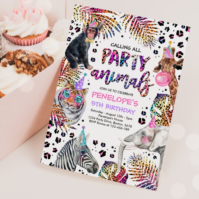 Party Animals Safari Rainbow Cheetah Birthday Einladung (Von Creator hochgeladen)
