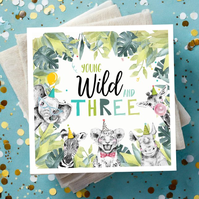 Party Animals Safari Young Wild und Drei Geburtsta Serviette (Von Creator hochgeladen)