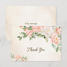Party Aquarell Peach Weiße Blume Elegante Dankeskarte