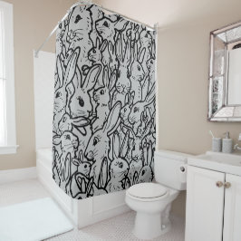 Party "Artistic Gray Bunny Bunny Rabbit Sketch Zei Duschvorhang