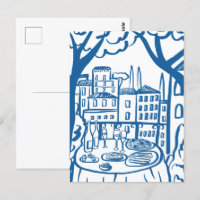 Party auf der Terrasse Whimsical City Hand Drawn