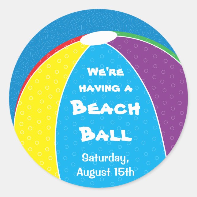 Party-Aufkleber für Beach Ball Runder Aufkleber (Vorderseite)