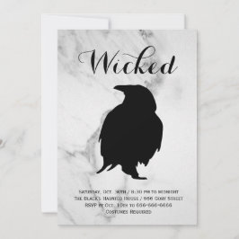Party aus elegantem Marmor Rabe Halloween Einladung