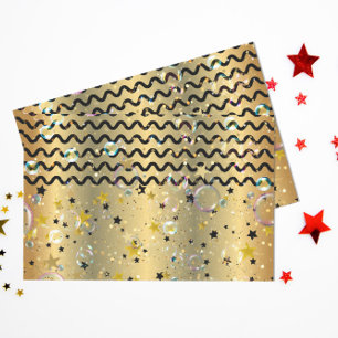Party aus Gold und schwarzen Sternen Seidenpapier