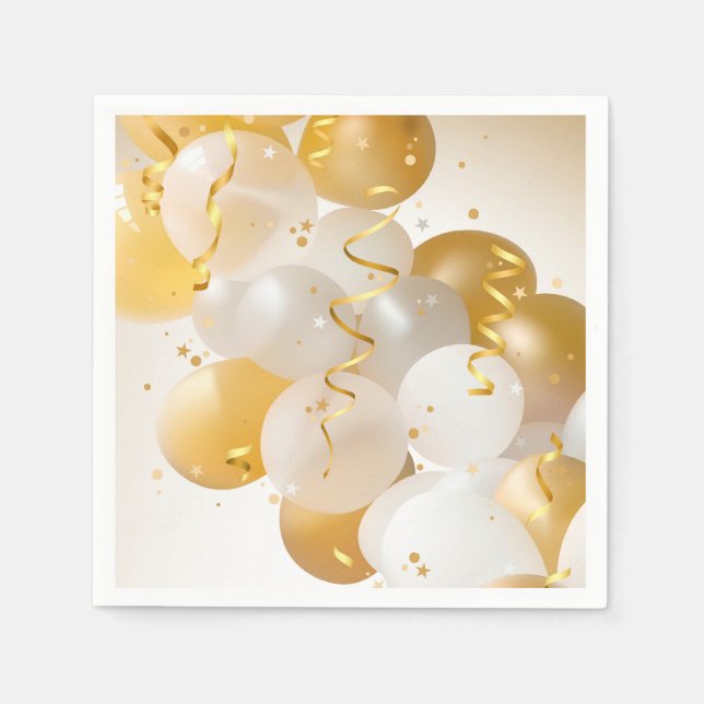 Party aus Gold und Weiß Serviette (Vorderseite)