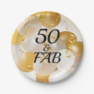 Party aus Gold und Weißballons Pappteller