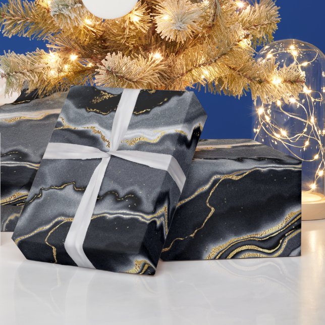 Party aus schwarzem Goldkohlebergwerk Geschenkpapier (Feiertage)