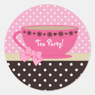 Party aus Tee, rosa und braun Runder Aufkleber