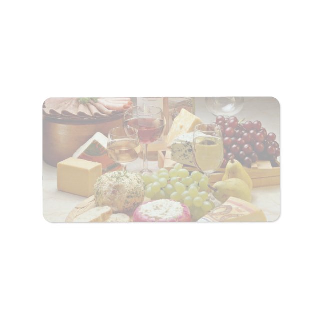 Party aus Wein und Käse Adressaufkleber (Vorne)