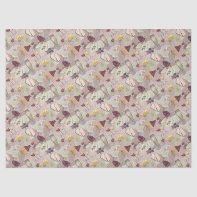 Party aus Wein und Käse Seidenpapier (Vorderseite)