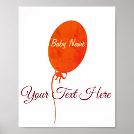 Party Baby Dusche Red Balloon Heart Bow Baby Poster