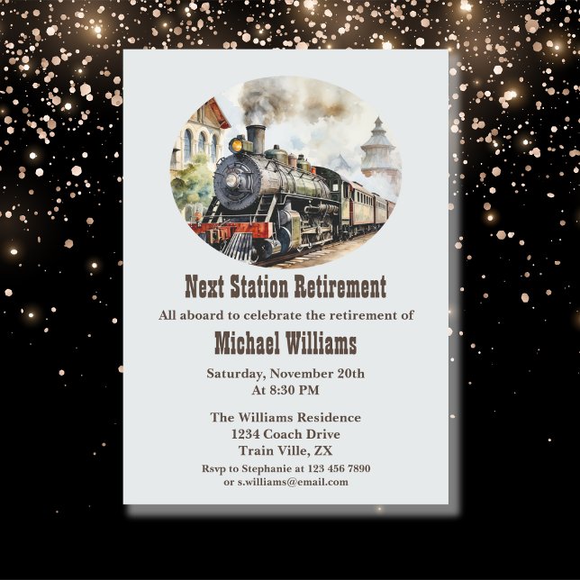 Party-Bahnhof für Ruhestandsbahnen Einladung (Von Creator hochgeladen)