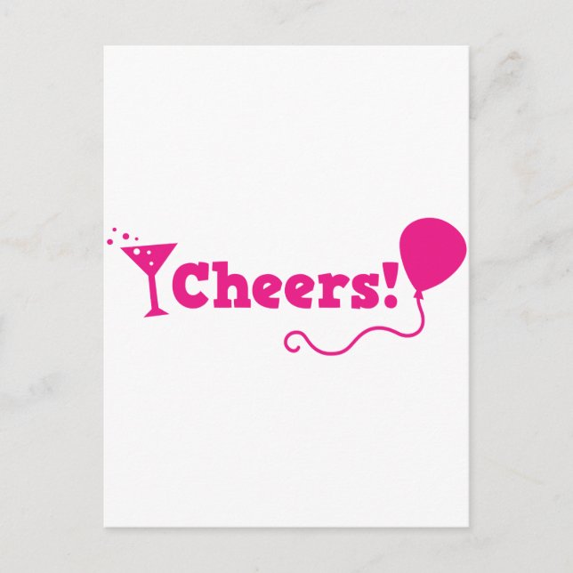 Party Ballon und Cocktailglas Postkarte (Vorderseite)