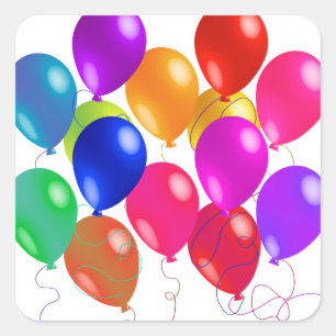 Party-Balloons in einem Regenbogen von Farben Quadratischer Aufkleber