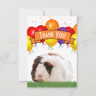 Party Balloons Niedliche Guinea Pig Orange Banner Dankeskarte