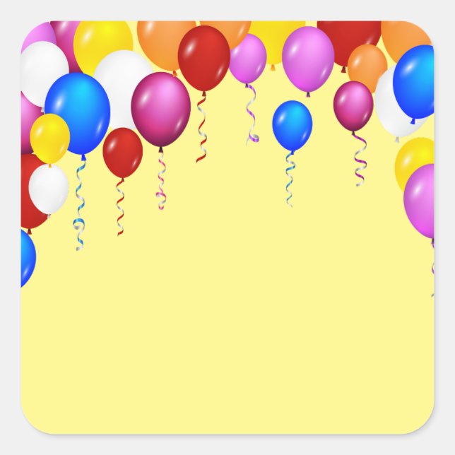 PARTY-BALLOONS QUADRATISCHER AUFKLEBER (Vorderseite)