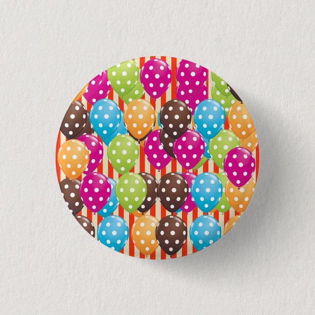 Party Balloons Streifen Polka Punkte Zirkus Spaß Button (Vorderseite)