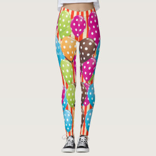 Party Balloons Streifen Polka Punkte Zirkus Spaß Leggings
