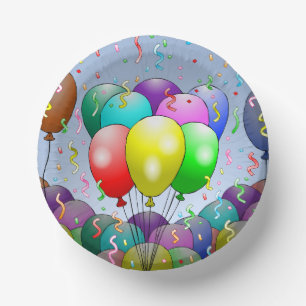 Party Balloons und Confetti Pappteller