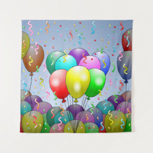Party Balloons und Confetti Wandteppich