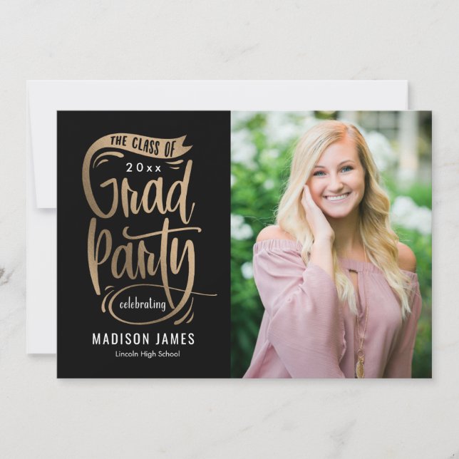 Party Banner EDITABLE FARBEN Abschluss Einladung (Vorderseite)